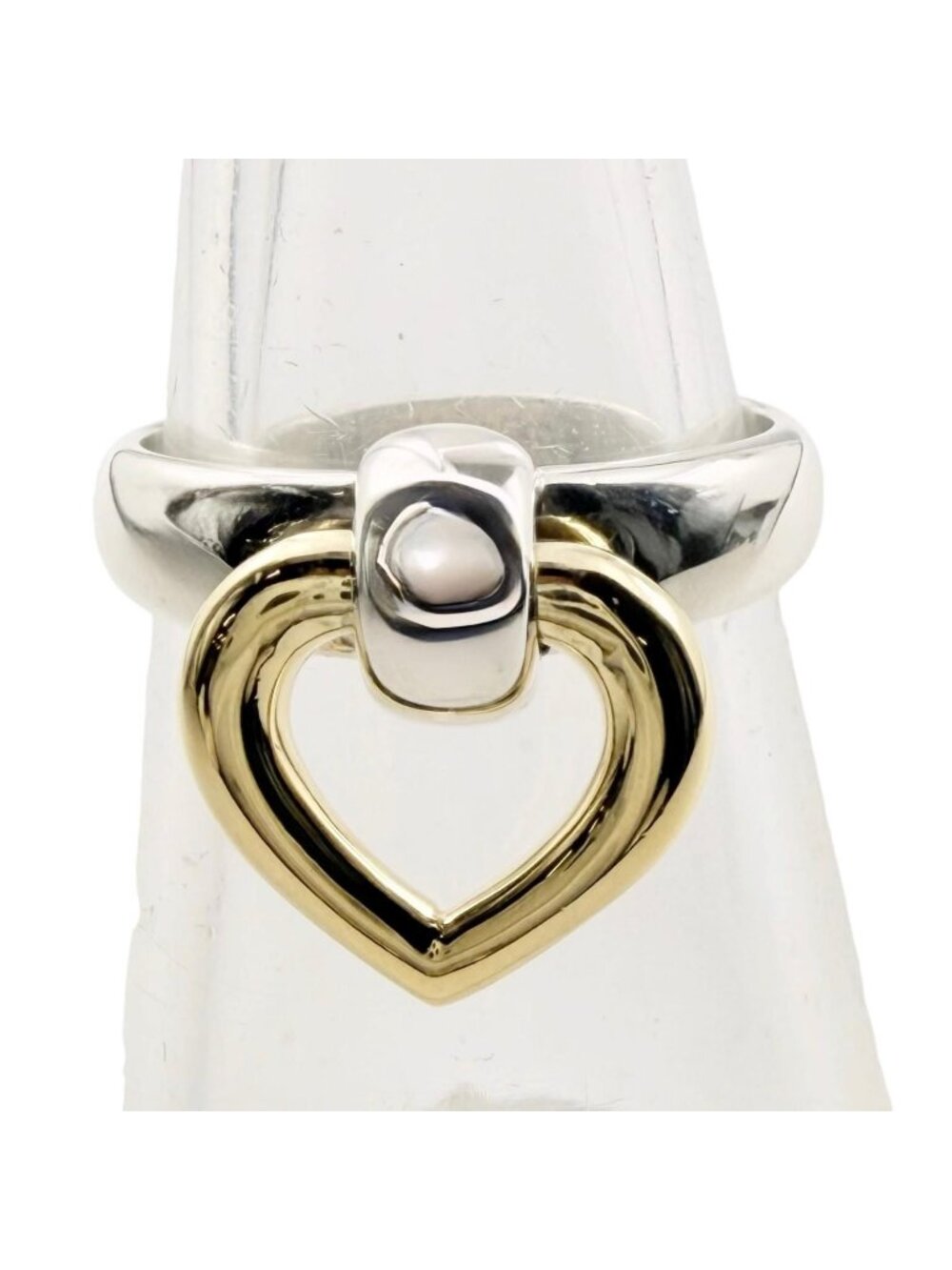 Hermes Heart Knock Ring Combination Silver Gold